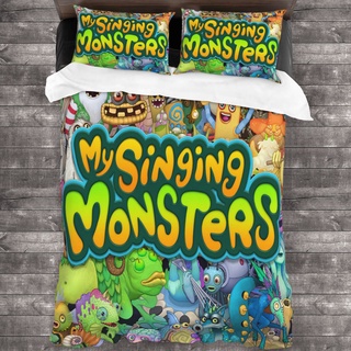 【พร้อมส่ง】ชุดเครื่องนอน ผ้าปูที่นอน ผ้าห่ม ผ้านวม พิมพ์ลายการ์ตูน My Singing Monsters 3 in 1 3 ชิ้น ปลอกหมอน 2 ชิ้น