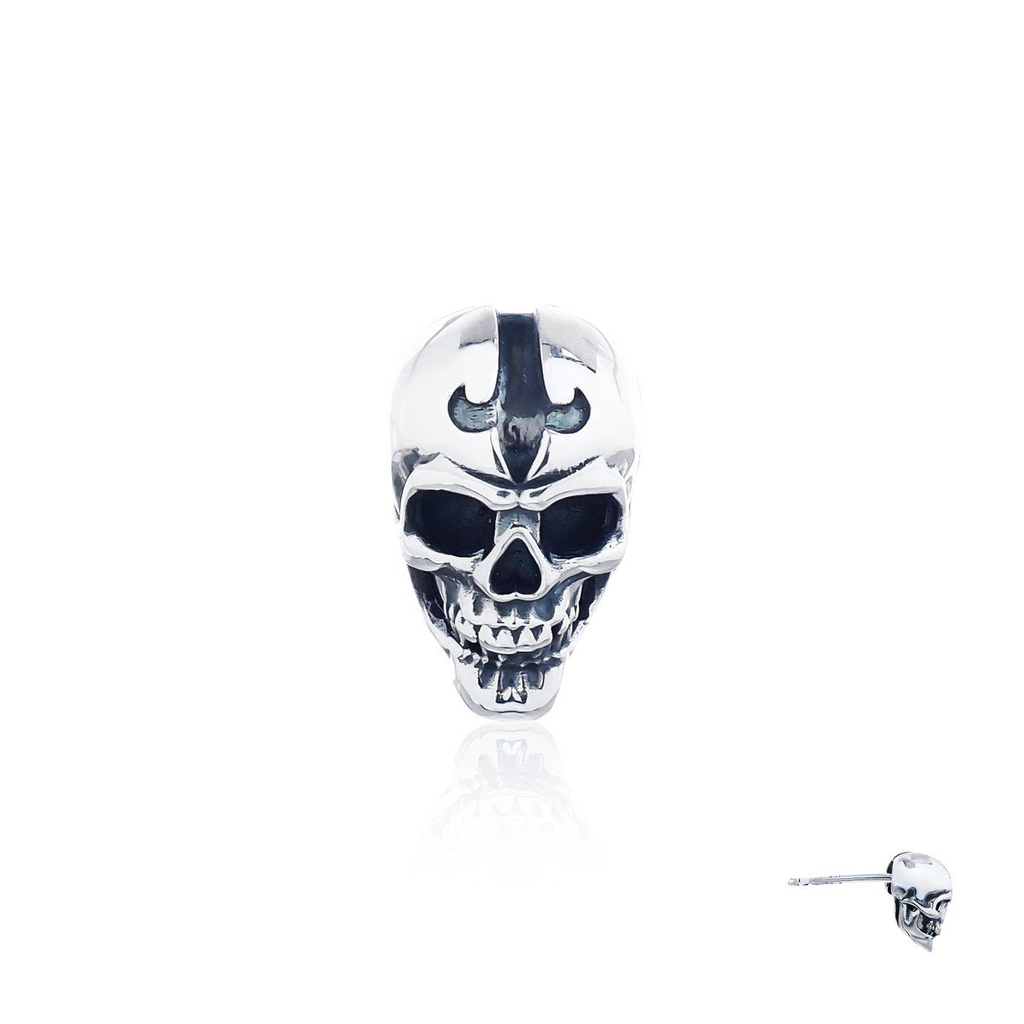 the-ultimate-skull-rebirth-earring-stud-ต่างหูเงินแท้-925-แบบปักก้าน-แกะมือขัดเงา-ลายกระโหลก-fierce-de-lis-ขายเป็นชิ้น-ข้าง