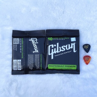 ภาพขนาดย่อของภาพหน้าปกสินค้าสายกีตาร์โปร่ง Gibson ชุด เบอร์10,สายกีตาร์ไฟฟ้า 09, guitar strings,ฟรีปิคกีตาร์อย่างดี จากร้าน maxmusicshop. บน Shopee