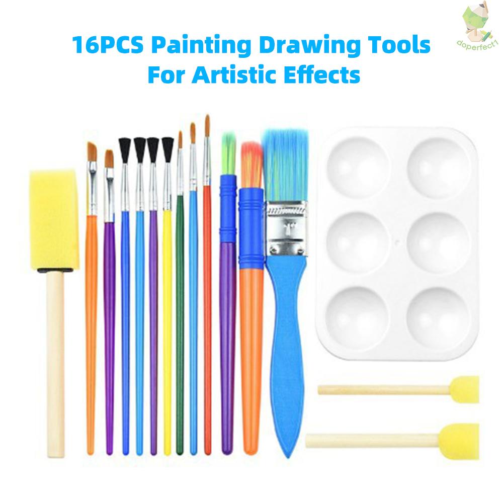 16pcs-children-paintbrushes-washable-paint-brushes-sponge-painting-brush-set-for-toddler-kids-e