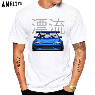 เสื้อยืดโอเวอร์ไซส์Ameitte ใหม่ เสื้อยืดแขนสั้นลําลอง พิมพ์ลาย Drift Silvia S15 สีขาว สไตล์ฮิปฮอป เรโทร แฟชั่นฤดูร้อน สํ