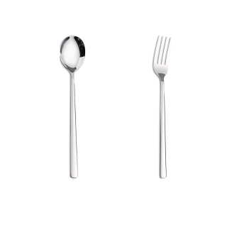 โปรโมชั่น : ช้อน ส้อม ยาว 21.6 สแตนเลสแท้ สีเงิน ด้ามยาว มีน้ำหนัก