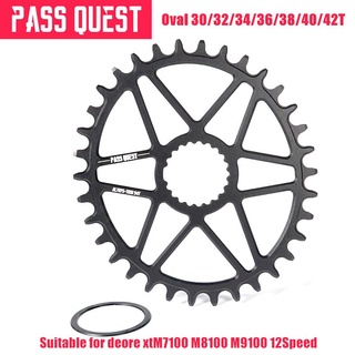 Pass QUEST จานหน้ารถจักรยาน ทรงวงรี 30 32 34 36 38 40T สําหรับรถจักรยานเสือภูเขา Shimano deore xt M7100 M8100 M9100 12S