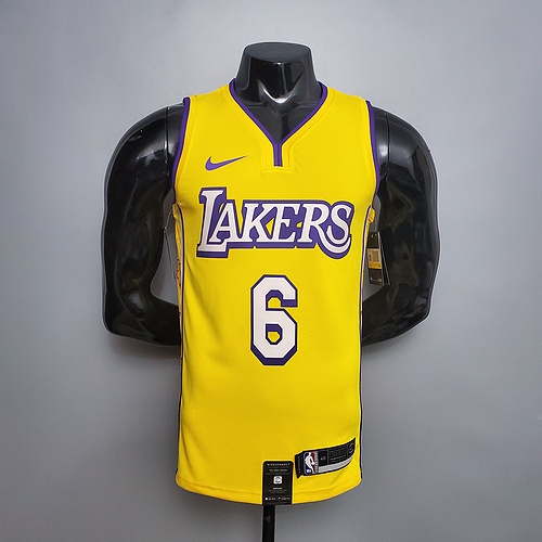 เสื้อกีฬาบาสเก็ตบอล-ลายทีม-james-เบอร์-6-6-เสื้อกีฬาบาสเก็ตบอล-lakers-gola-v-city-edition-nba-สีเหลือง