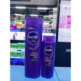 Sunsilk Co-Creations Perfect Straight Shampoo ซันซิล ครีมนวดผม เพอร์เฟค สเตรท สูตรผมตรง (ม่วง) มี 2 ขนาด