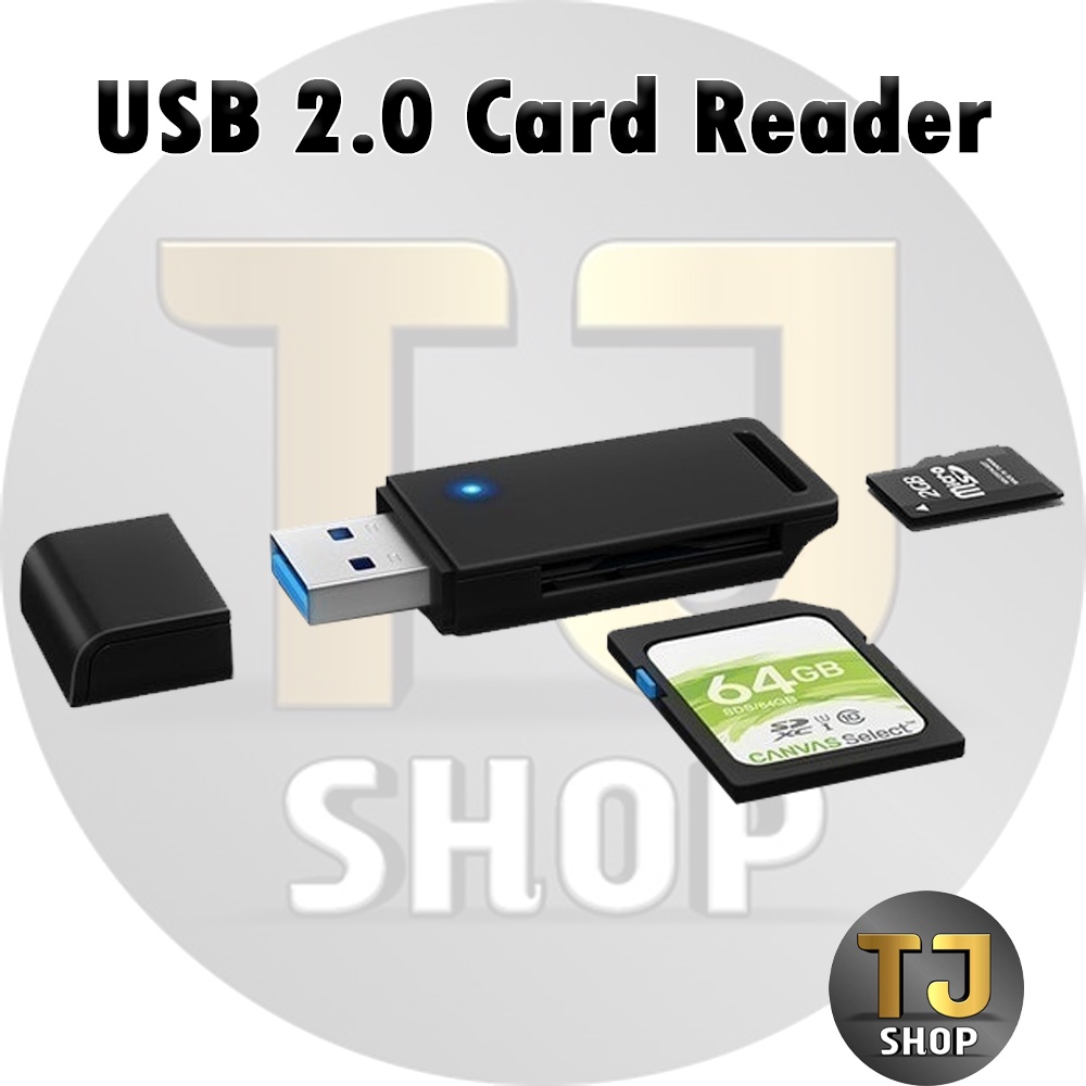 ภาพหน้าปกสินค้าUSB 2.0 Card Reader อ่านการ์ดหน่วยความจำ micro SD กับ SD card