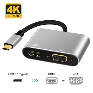 อะแดปเตอร์แปลง USB 3.1 Type-C เป็น HDMI 4K VGA 1080P 4K 1080P สําหรับแล็ปท็อป MacBook โปรเจคเตอร์ TV