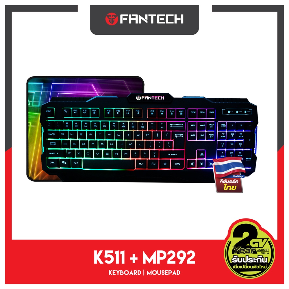 ภาพหน้าปกสินค้าFANTECH รุ่น K511 Keyboard Gaming Membrane แป้นพิมพ์ไทย คีบอร์ดเกมมิ่ง คีย์บอร์ด gaming ปุ่มภาษาไทยมีแสงไฟLEDรุ่น MP292