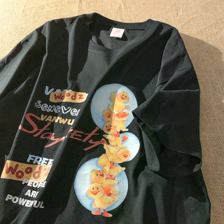 2022 แขนสั้นใหม่เสื้อยืดแขนสั้นพิมพ์ลายการ์ตูนสำหรับนักเรียนหญิง เสื้อคู่ น่ารักทุกแบบ