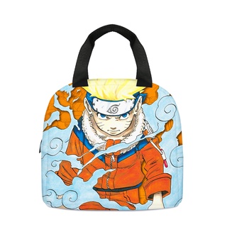 Naruto อะนิเมะ นักเรียนกระเป๋าใส่กล่องข้าวแบบพกพากระเป๋าใส่อาหารกลางวันสำหรับเด็กกันน้ำและฉนวนกันความร้อนถุงน้ำแข็ง นารูโตะ