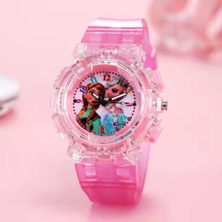 นาฬิกาเด็ก เอลซ่า Elsaสีสันสดใส เรืองแสง นาฬิกาเด็กนักเรียนหญิงนาฬิกาข้อมือ Kids Watch Girls(Qian Pink 2)