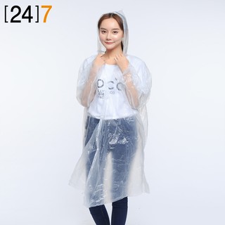 (24)7 เสื้อกันฝน ผู้ใหญ่ผ้าบาง ใช้ครั้งเดียวทิ้ง แบบมีแป๊กด้านหน้า
