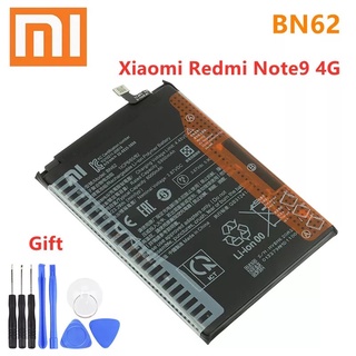 XiaoMi เดิมแบตเตอรี่ BN62 6000MAh สำหรับ Xiaomi Redmi Note9 4G POCO M3แบตเตอรี่คุณภาพสูง + ฟรีเครื่องมือ