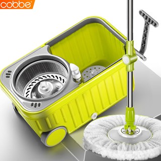 Cobbe Spin mop ชุดถังปั่นม๊อบ ถังปั่นถูพื้น ไม้ถูพื้น ถังปั่นไม้ม็อบ ชุดไม้ถูพื้น ม็อบ ผ้าม็อบไมโครไฟเบอร์