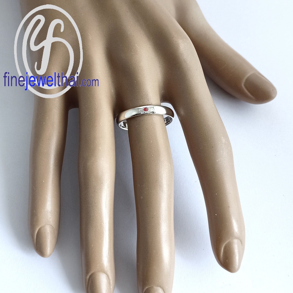 finejewelthai-แหวนทับทิม-ทับทิม-แหวนพลอย-แหวนเงินแท้-พลอยประจำเดือนเกิด-ruby-silver-ring-birthstone-r3068rb