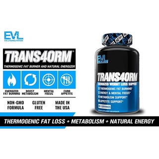 💥pre order💥🇺🇸EVLution Nutrition Trans4orm Thermogenic Energizing Fat Burner Supplement, 120 Capsules