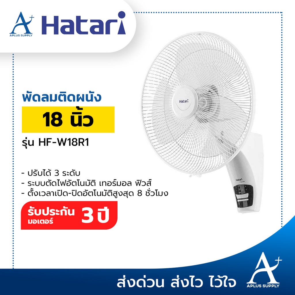 ภาพหน้าปกสินค้า( 1ออเดอร์/1ตัว เท่านั้น ) พัดลมติดผนัง 18นิ้ว HATARI รุ่น HF-W18R1 สีขาว