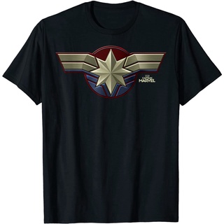 เสื้อยืดผ้าฝ้ายพิมพ์ลายเสื้อยืดลำลอง Marvel Captain Marvel Movie Chest Symbol Graphic T-Shirt T-Shirt Mens Marvel Aveng