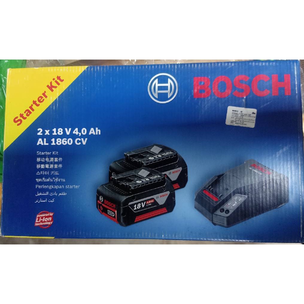 BOSCH STARTER SET KIT ชุดแท่นชาร์จ 18V. และ แบตเตอรี่ LIION 18V. 4.0