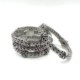 DSP กำไลข้อมือถักลายสามเหลี่ยม รักนิรันด์ เงินแท้ 92.5% : DSP 925 Sterling Silver Handmade Bracelet