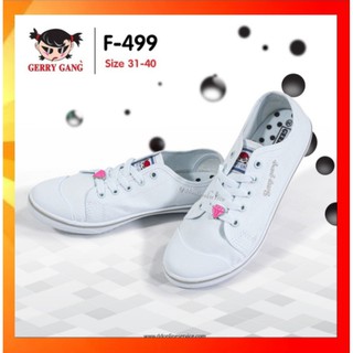 GerryGang รองเท้าผ้าใบ 499 รองเท้าผ้าใบพละขาว ผ้าใบขาว Gerry Gang F499 ของแท้ 31-40