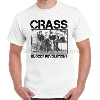 เสื้อยืดผ้าฝ้ายพิมพ์ลาย เสื้อยืด พิมพ์ลาย Crass Bloody Revolutions 80 Punk Rock สีขาว สไตล์พังก์ร็อค เรโทร เหมาะกับฤดูร้
