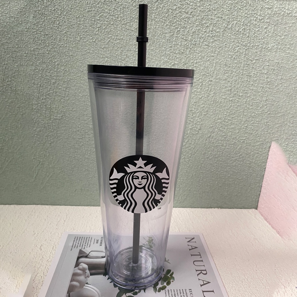 starbucks-แก้วกาแฟพลาสติกใสสองชั้นสไตล์เกาหลีเปลี่ยนสีได้-brilliantantantant