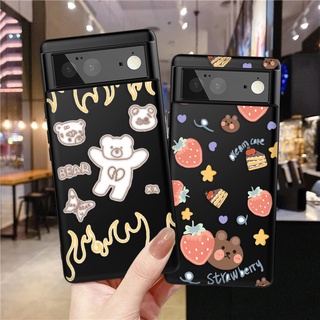 เคสโทรศัพท์มือถือแบบนิ่ม กันกระแทก ลายสัตว์น่ารัก สีดํา สําหรับ Google Pixel 7 Pro 7a 6A 2 XL