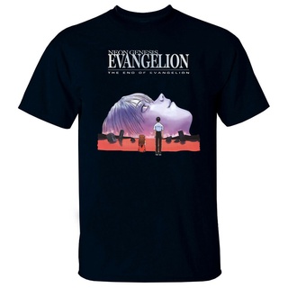 เสื้อยืดโอเวอร์ไซส์ราคา !! เสื้อยืด พิมพ์ลายการ์ตูน Neon Genesis Evangelion สีดํา สําหรับผู้ชายS-3XL