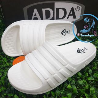 สินค้าขายดี รองเท้าแตะ adda ลายเส้นแบบ Adidas สวม สีขาวล้วน