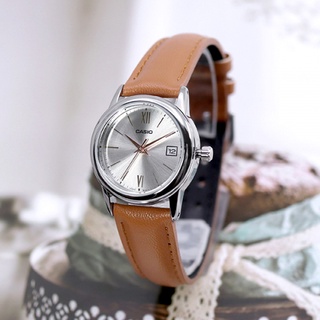 Casio Standard นาฬิกาข้อมือผู้หญิง สายหนัง สีน้ำตาล รุ่น LTP-V002L,LTP-V002L-7B3,LTP-V002L-7B3UDF