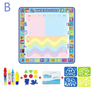 ✚♘❀100*100CM Water Drawing Mat Doodle Toy Baby Painting Board &amp; Tools Little Artist (3 magic pens +1 brush + Stamp)