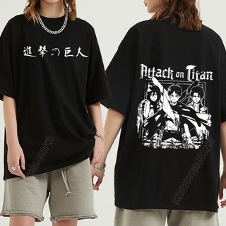 เสื้อยืดอินเทรนด์ผู้ชายอินเทรนด์ผู้หญิงเสื้อยืดผ้าฝ้าย 100% พิมพ์ลายอนิเมะ Attack On Titan Levi Ackerman Shingeki No Kyo