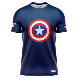 MARVEL Captain America Navy Shield เสื้อยืดผ้าฝ้าย