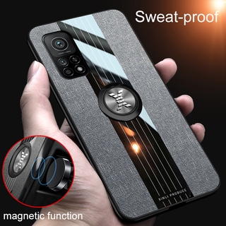 Ready เคสโทรศัพท์ for Xiaomi Mi 10T / Mi 10TPro 5G Casing Finger Ring Holder Fabric Hard Cover Soft Frame Cloth Phone Case For Mi10T Pro