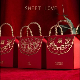 ถุงของขวัญงานแต่งงานสีแดงแนวจีน
