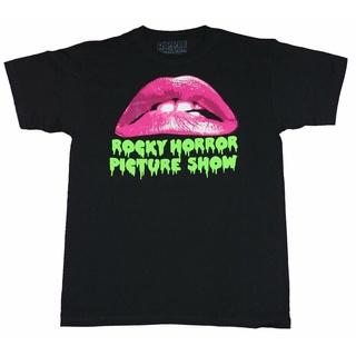 เสื้อยืดผ้าฝ้ายพิมพ์ลายขายดี เสื้อยืด พิมพ์ลาย Rocky Horror Picture Show Pink Lips สีเขียว