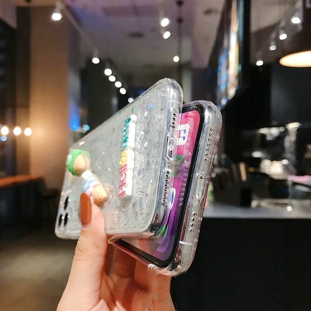 ภาพสินค้าเคส For iPhone 12 11 Pro Max Xs X XR 6 6S 7 8 Plus 6+ 6s+ 7+ 8+ 6p 7p 8p mini SE 2020 Cartoon Cute Ice Cream Monster Glitter Clear Soft Phone Back Case Cover จากร้าน mddmy.th บน Shopee ภาพที่ 3