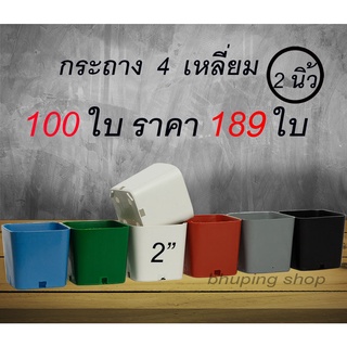 กระถางแคคตัส 4เหลี่ยม ขนาด 2 นิ้ว ชุด 100ใบ ขายถูก |กระถางพลาสติก  กระถางแคตตัส   สีสวย กระถางพลาสติกเกรดA ทนทาน