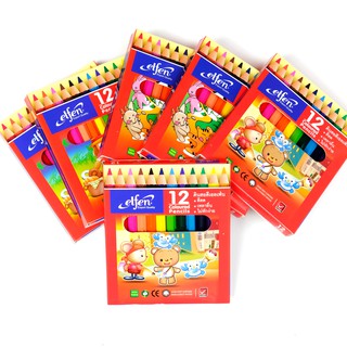 Elfen Coloured Pencils ดินสอสีไม้เอลเฟ่น 12 สี/กล่อง ( แท่งสั้น ) 1 กล่อง