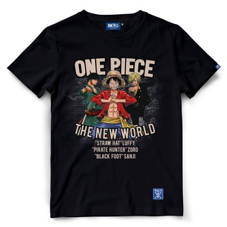 เสื้อยืดวันพีช One Piece 1029-BK LUFFY+ZORO+SANJI สีดำ