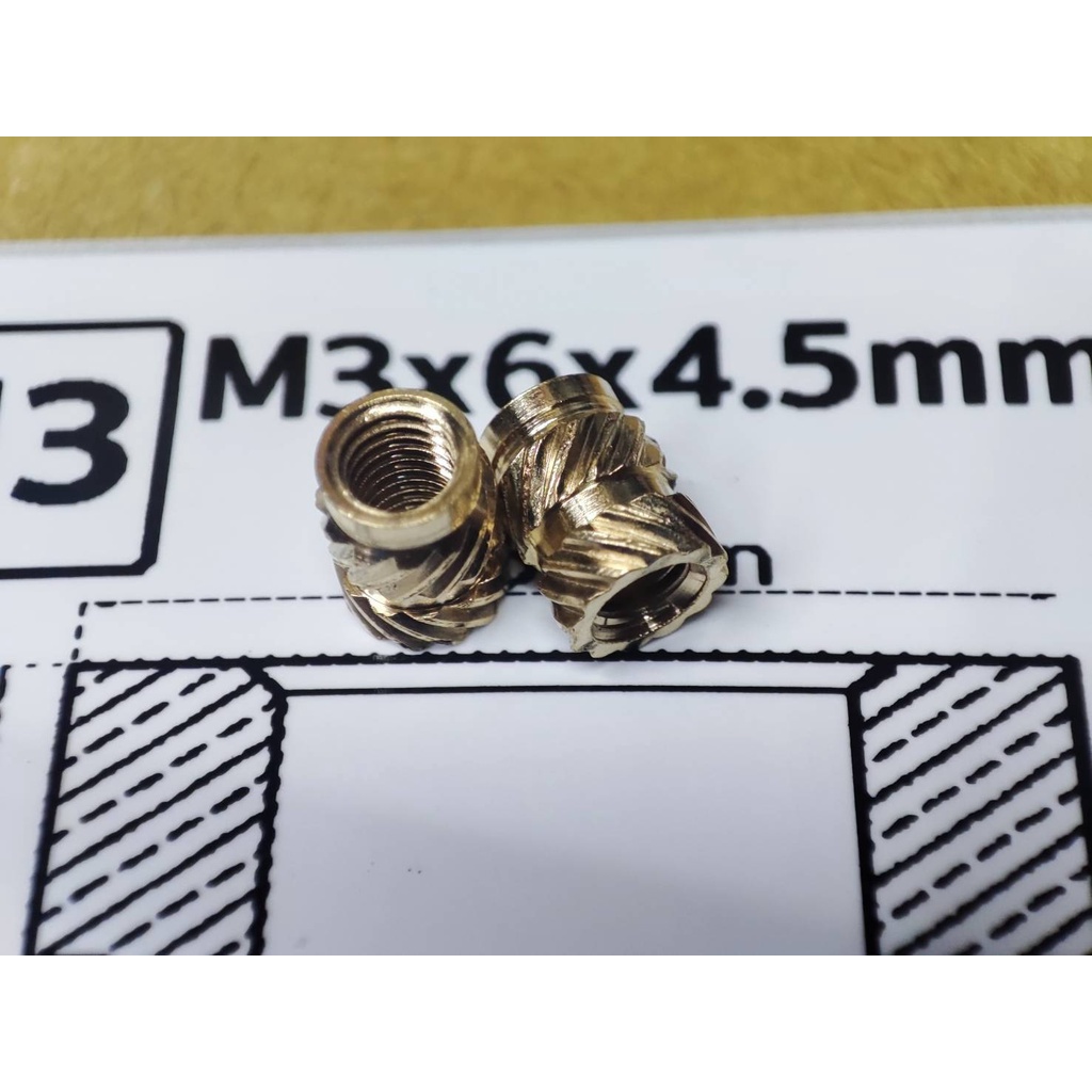 ราคาและรีวิว(10ชิ้น) เกลียวทองเหลืองM3 สำหรับงานพิมพ์ 3 มิติ / (10pcs) M3 nut insert for 3D printed part (M3x6x4.5)