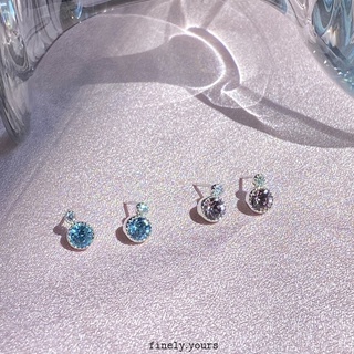 finely.yours 925 Stering Silver Jewelry|ต่างหูเงินแท้ 92.5% ประดับ Crystal สีฟ้า/ชมพู pastel // Crystal of Love Earrings