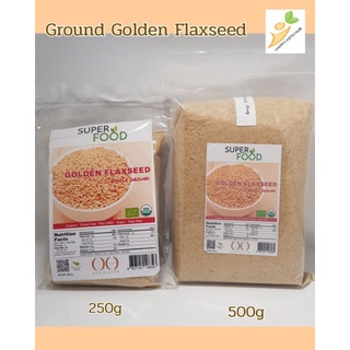 สินค้า HAPPY KETO HUB #แฟลกซีดสีทอง ออร์แกนิค แบบบดผง
(Organic Ground Golden Flaxseed) ขนาด 250g กับ  500g