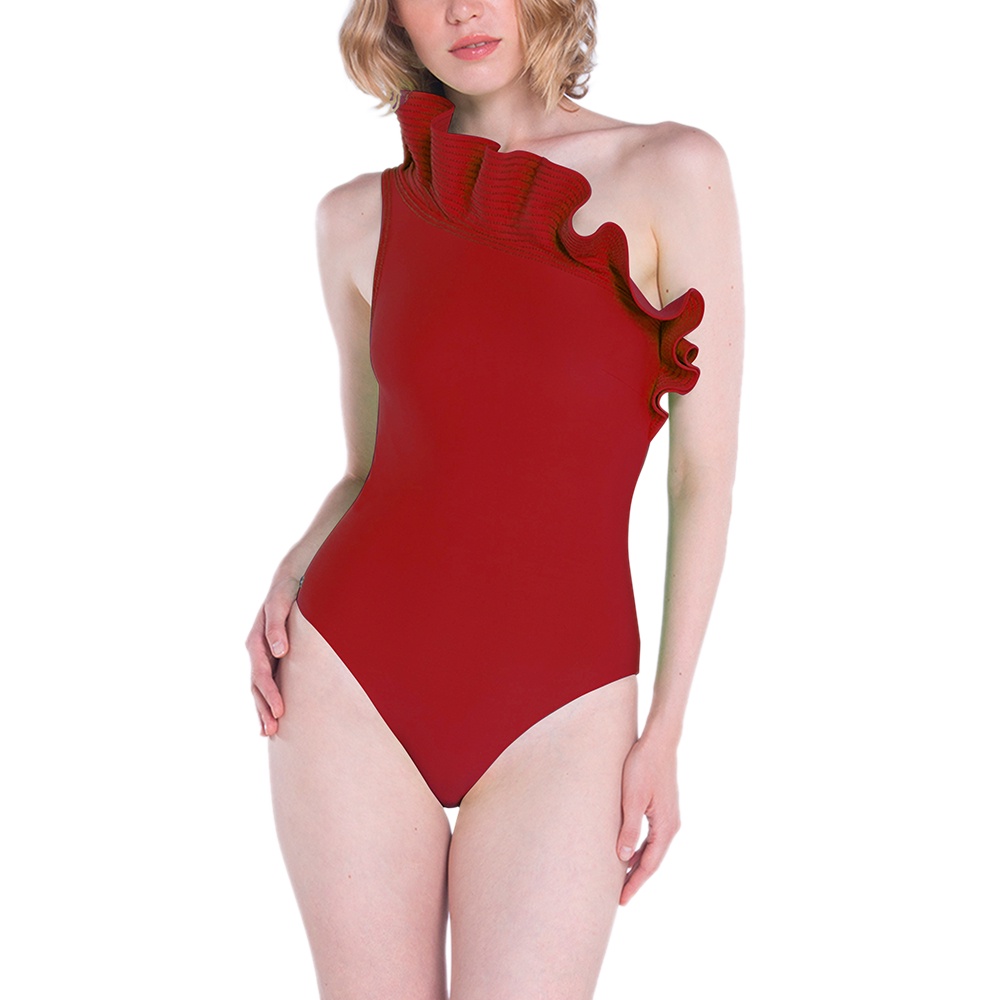 angelys-balek-ชุดว่ายน้ำ-one-shoulder-ruffle-swimsuit-รุ่น-ss22sw00101704-สีแดง