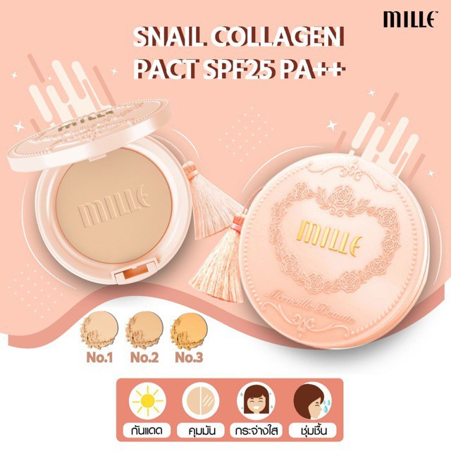 ถูกที่สุด-ของแท้-สลากไทยแท้-mille-mineral-snail-collagen-pact-11g