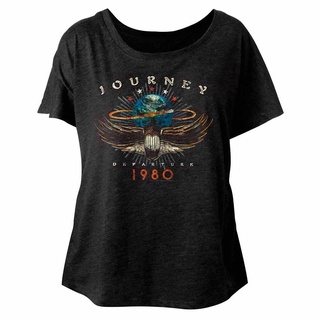 เสื้อยืดโอเวอร์ไซส์เสื้อวงร็อค Journey Leaving Tour 1980 สําหรับผู้หญิงS-3XL