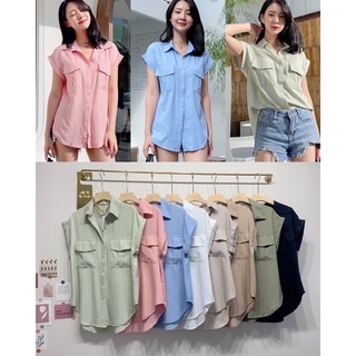 📌ทักก่อนสั่ง📌เสื้อเชิ้ต แขนพับเบิ้ล ชายโค้ง อก38” issue
