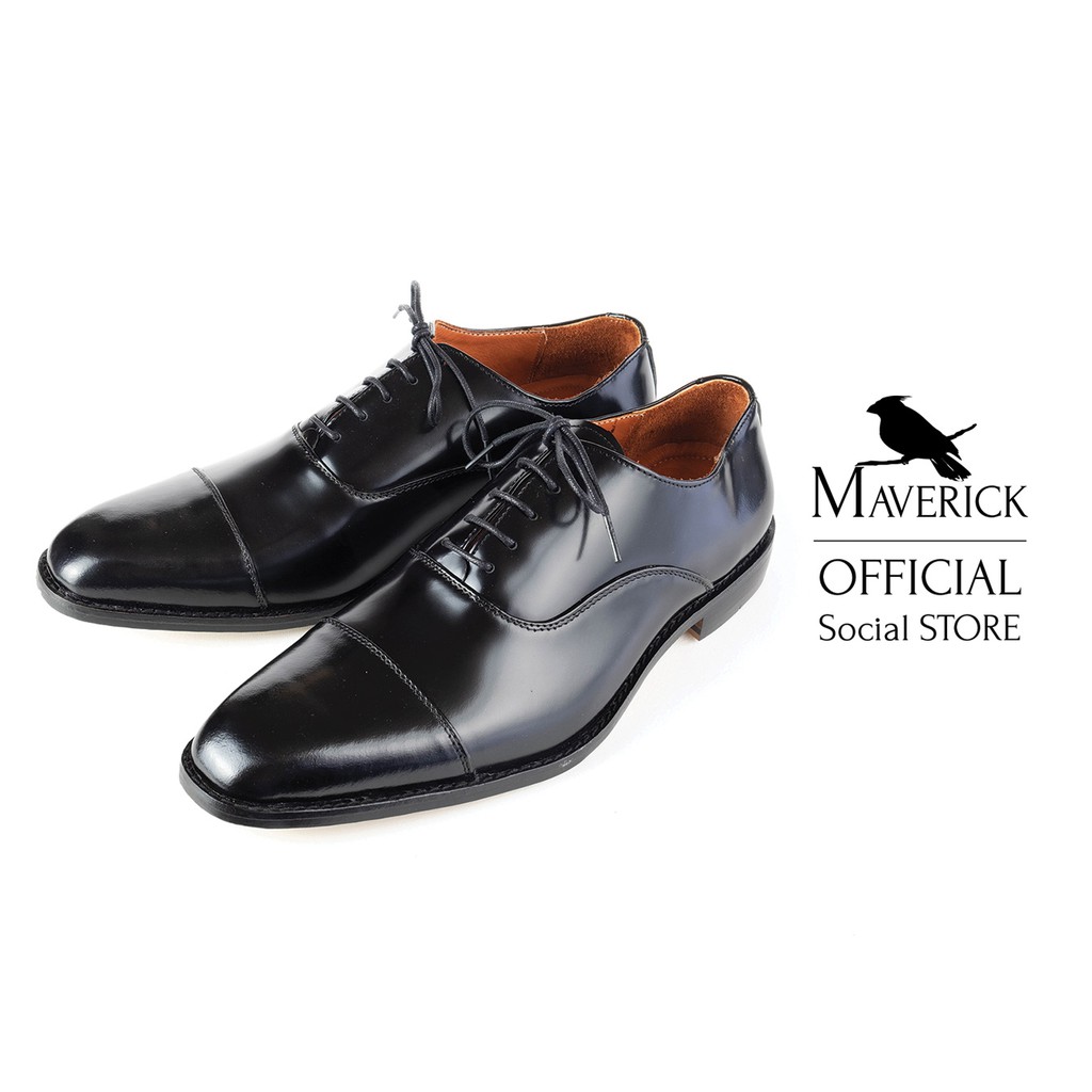 ภาพหน้าปกสินค้าAll black LEO cap-toe Oxford : รองเท้าหนังผูกเชือก ทรง Oxford รองเท้าทำงาน รองเท้าออกงานสีดำ สวมใส่สบาย จากร้าน maverickshoes บน Shopee