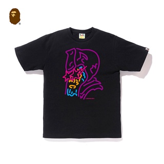 HH Bape ผู้ชายสบายๆแขนสั้นเสื้อยืด Contrast สีพิมพ์110080E เสื้อยืดผ้าฝ้าย